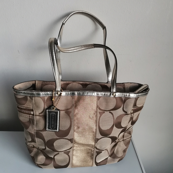 Coach Tote Bag in Brown with Silver Accents